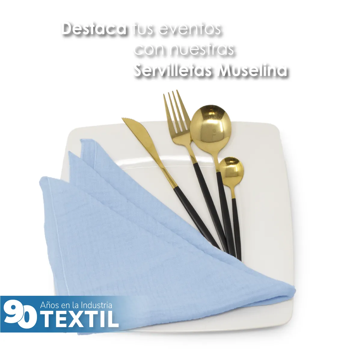 Servilleta Muselina 43x43 cm Azul Cielo: imagen 6