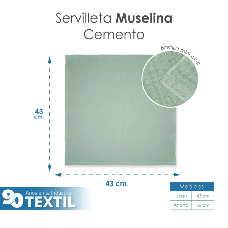 Servilleta Muselina 43x43 cm Cemento