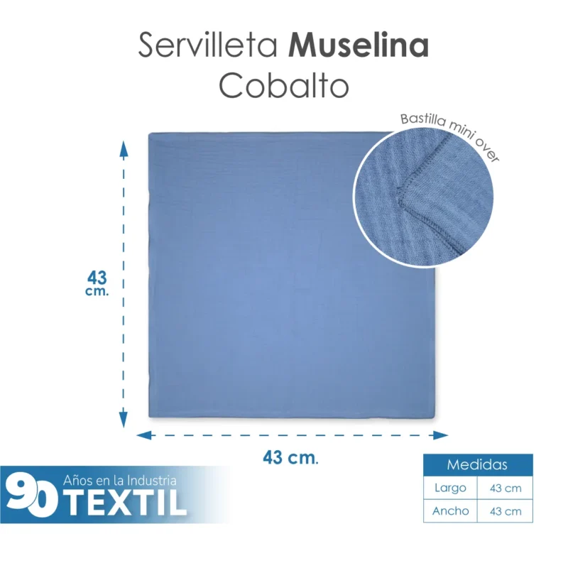 Servilleta Muselina 43x43 cm Cobalto