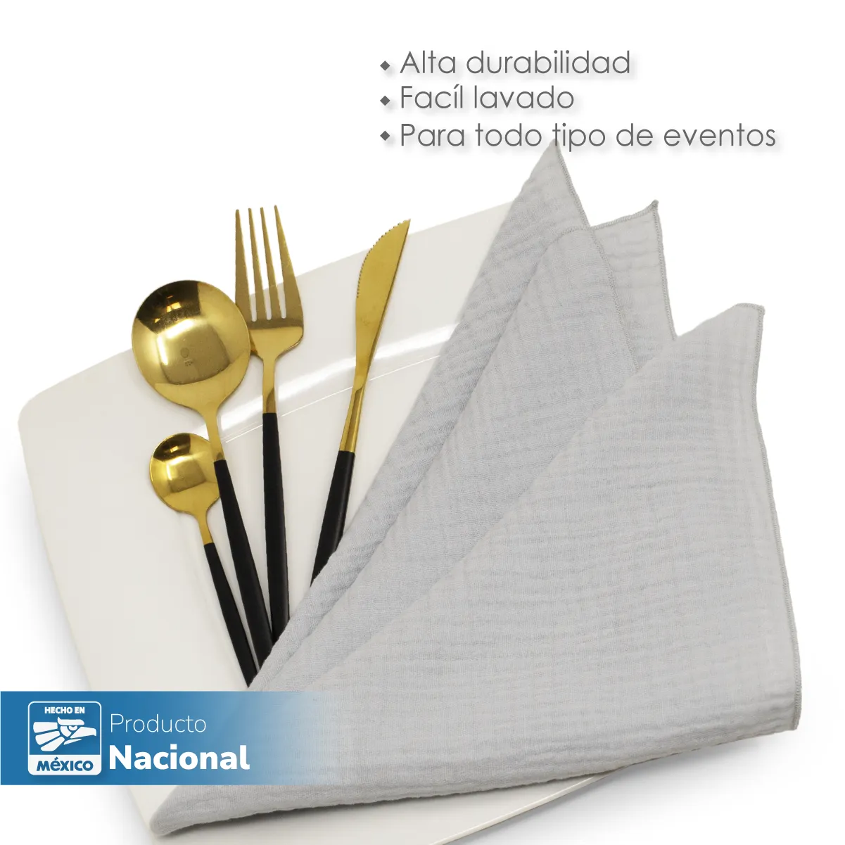 Servilleta Muselina 43x43 cm Gris: imagen 4