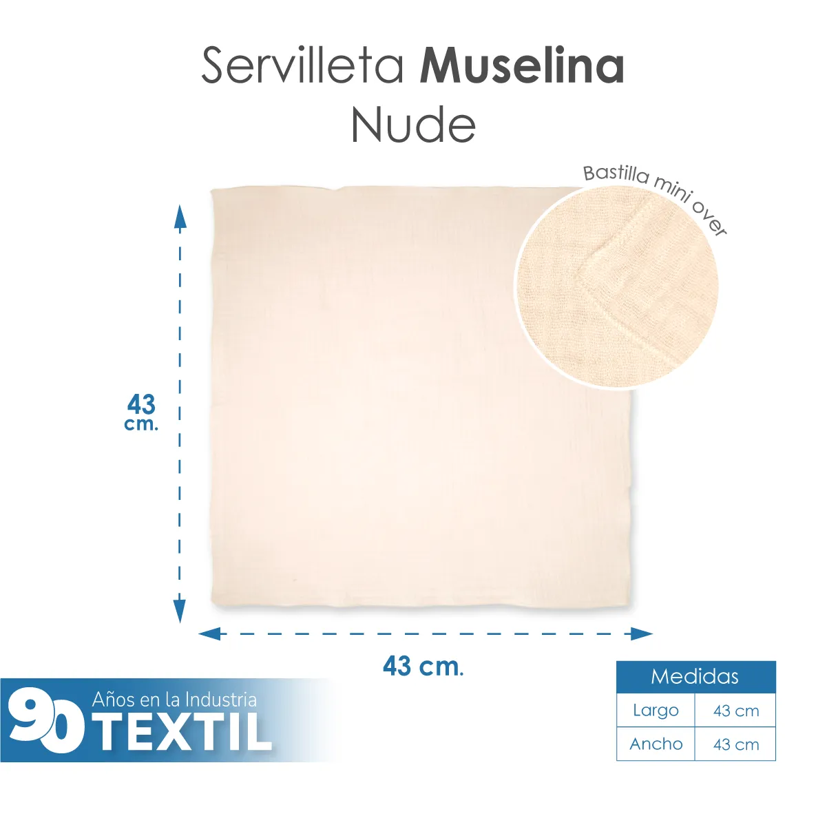 Servilleta Muselina 43x43 cm Nude: imagen 2