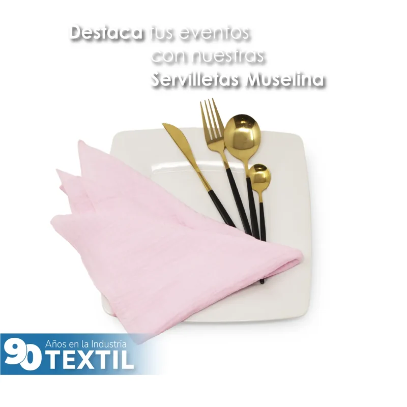 Servilleta Muselina 43x43 cm Rosa Pastel