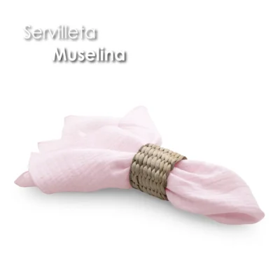 Servilleta Muselina 43x43 cm Rosa Pastel: imagen 5