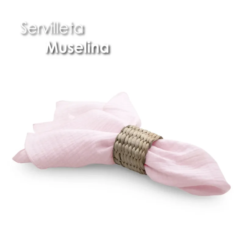 Servilleta Muselina 43x43 cm Rosa Pastel