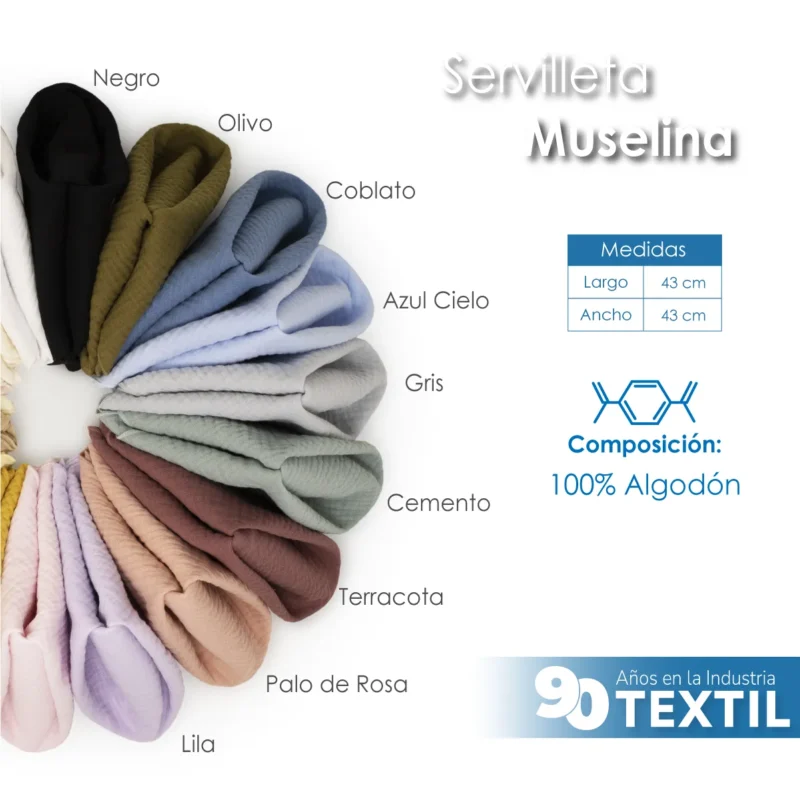 Servilleta Muselina 43x43 cm Blanco