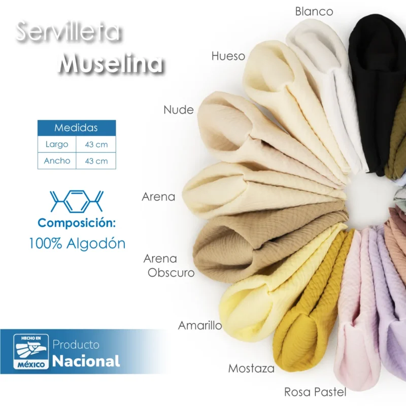 Servilleta Muselina 43x43 cm Blanco