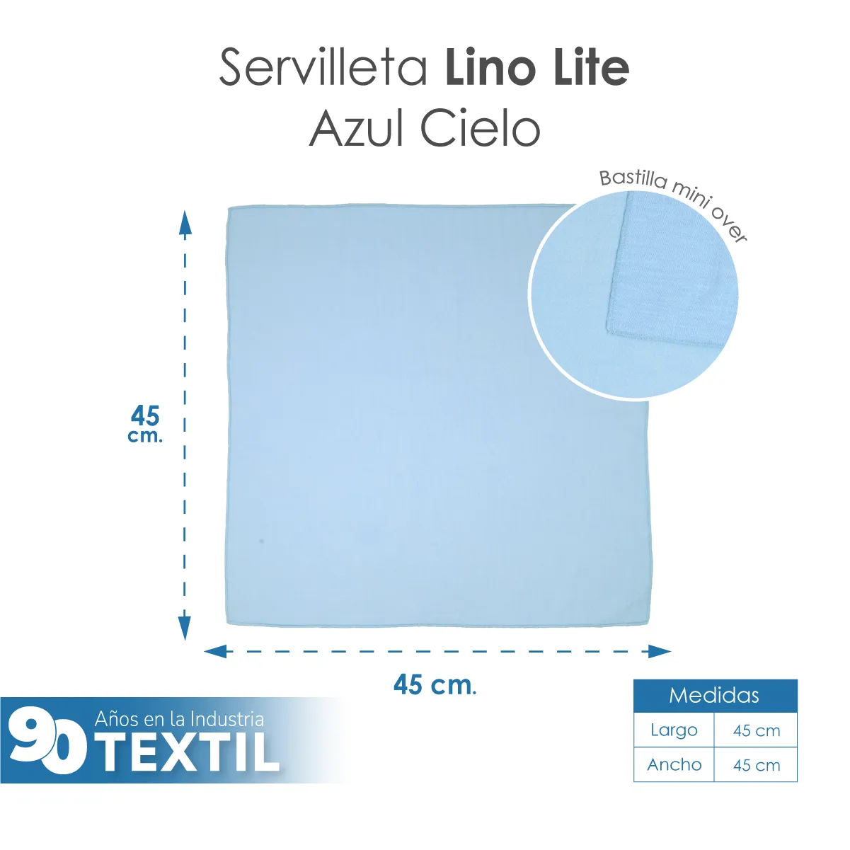 Servilleta Lino Lite 45x45 cm Azul Cielo: imagen 2