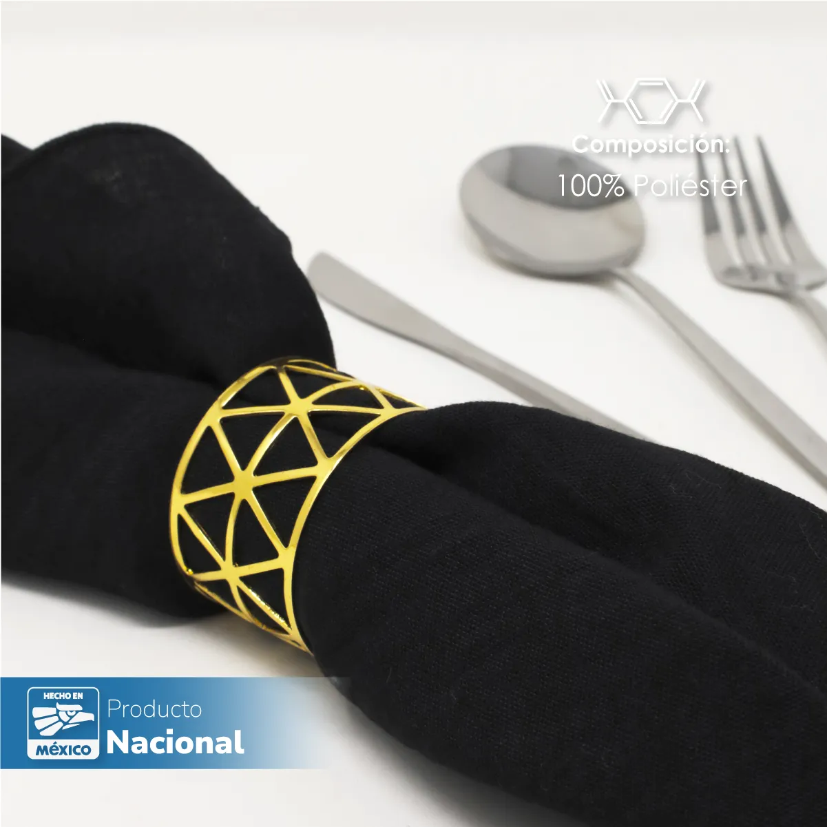 Servilleta Lino Lite 45x45 cm Negro: imagen 3