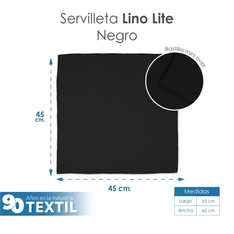Servilleta Lino Lite 45x45 cm Negro
