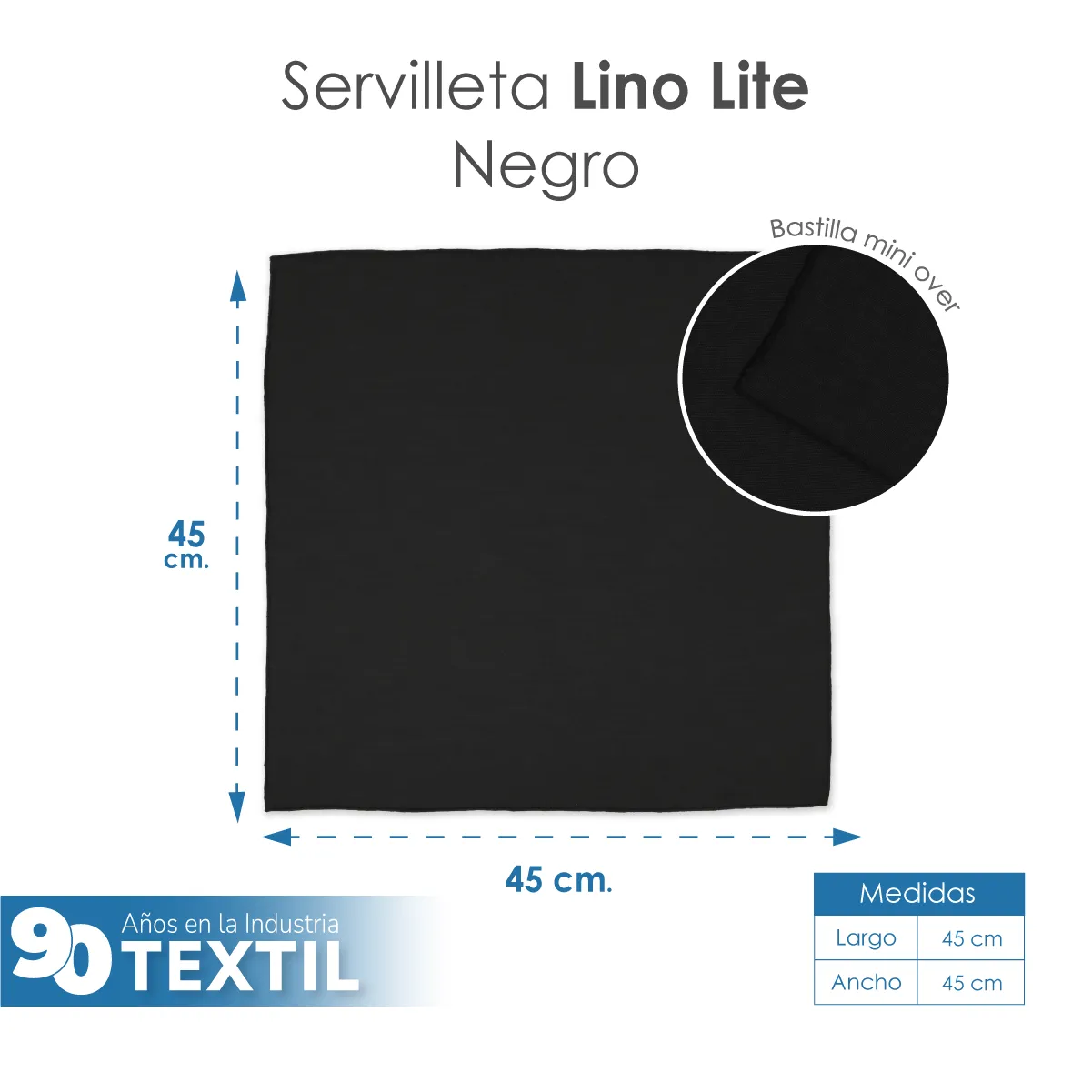Servilleta Lino Lite 45x45 cm Negro: imagen 2