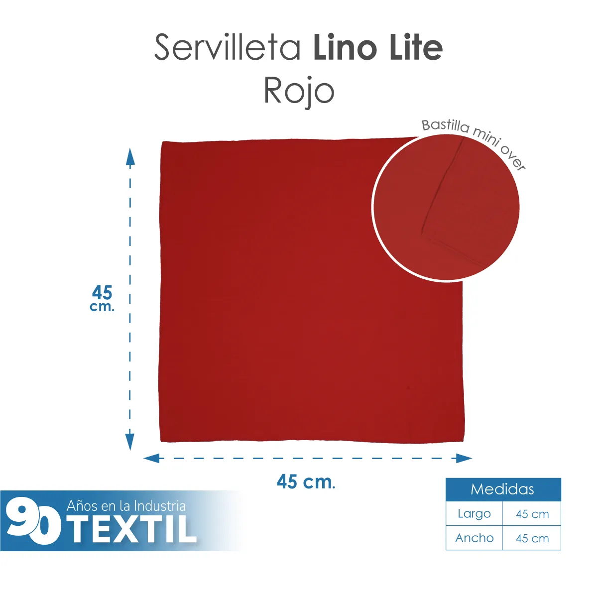 Servilleta Lino Lite 45x45 cm Rojo: imagen 2