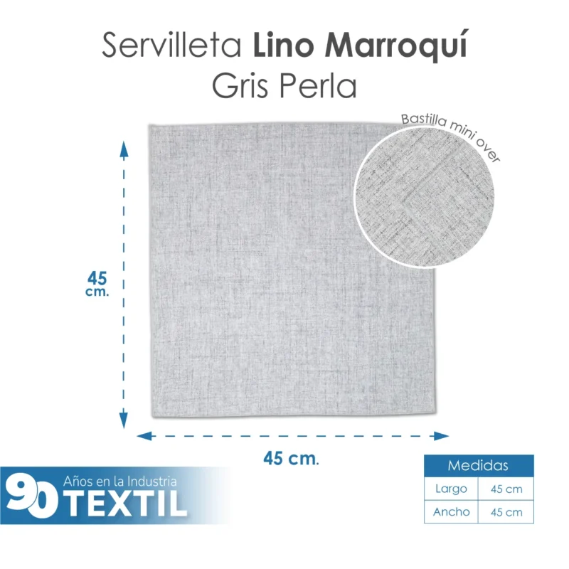 Servilleta Lino Marroquí Gris Perla 100% Poliéster