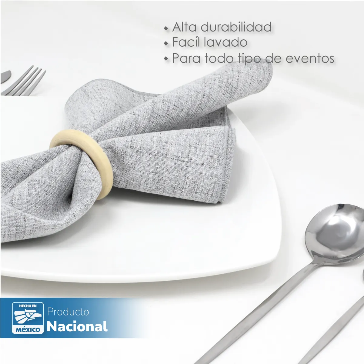 Servilleta Lino Marroquí Gris Perla 100% Poliéster: imagen 5