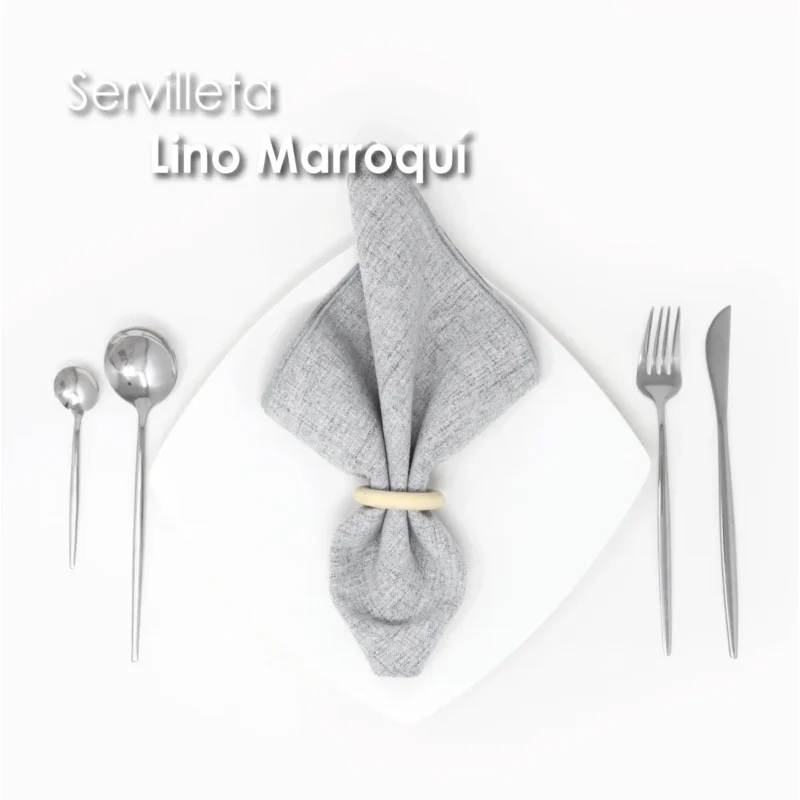 Servilleta Lino Marroquí Gris Perla 100% Poliéster