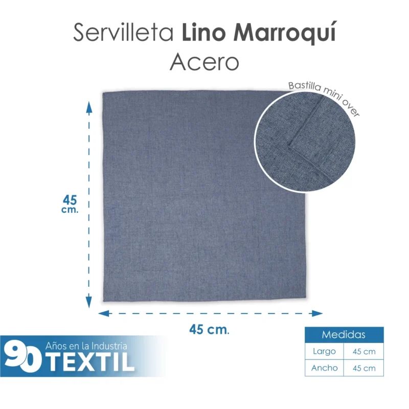 Servilleta Lino Marroquí Acero 100% Poliéster