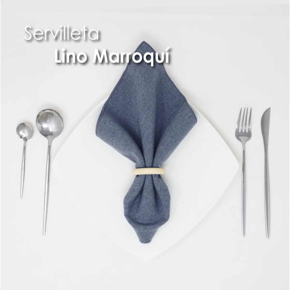 Servilleta Lino Marroquí Acero 100% Poliéster: imagen 6
