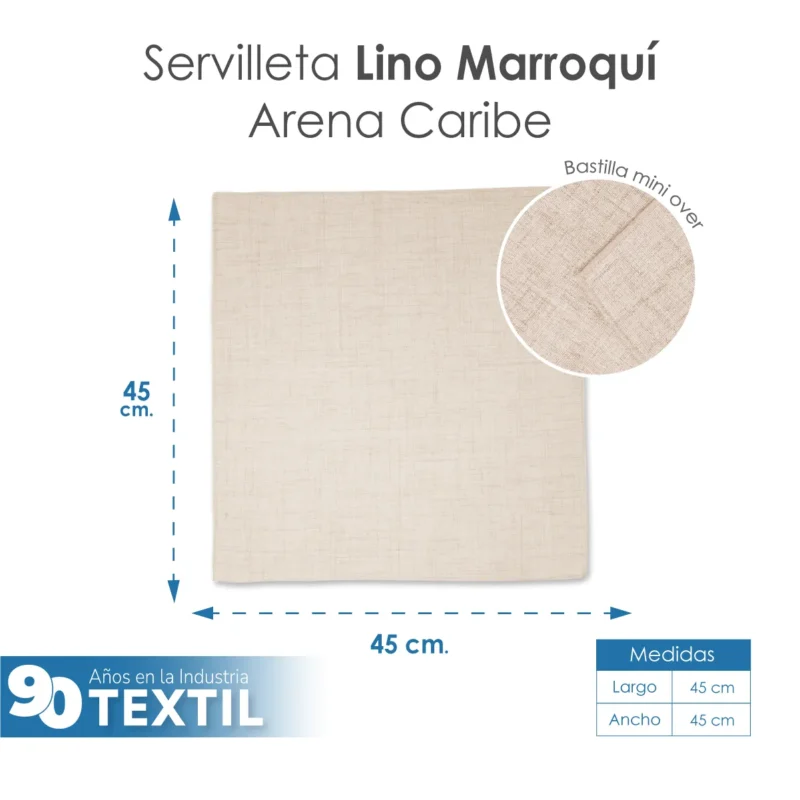 Servilleta Lino Marroquí Arena Caribe 100% Poliéster