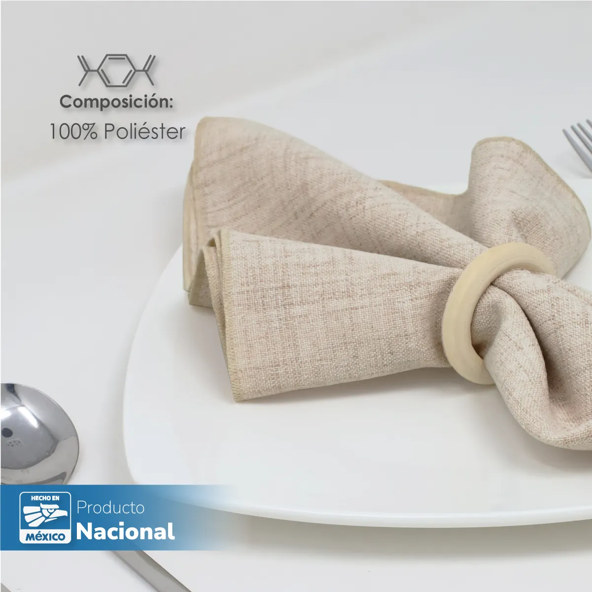 Servilleta Lino Marroquí Beige 100% Poliéster: imagen 3