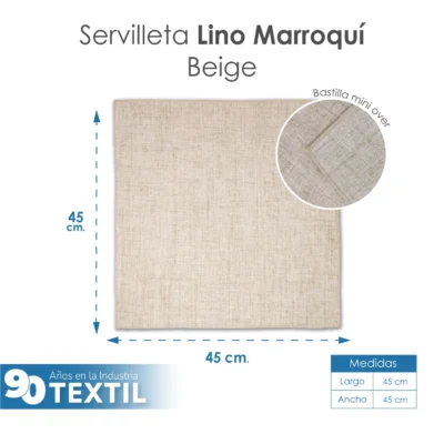 Servilleta Lino Marroquí Beige 100% Poliéster: imagen 2
