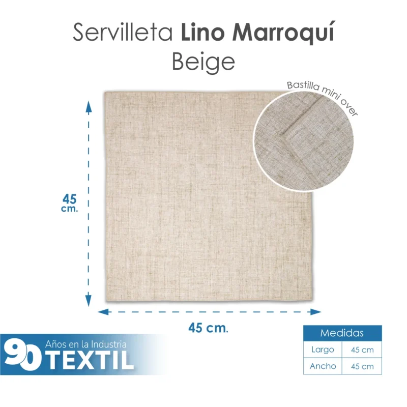 Servilleta Lino Marroquí Beige 100% Poliéster