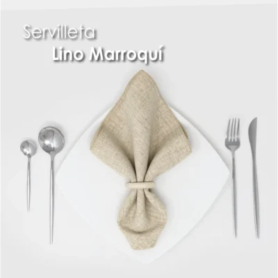 Servilleta Lino Marroquí Beige 100% Poliéster: imagen 6
