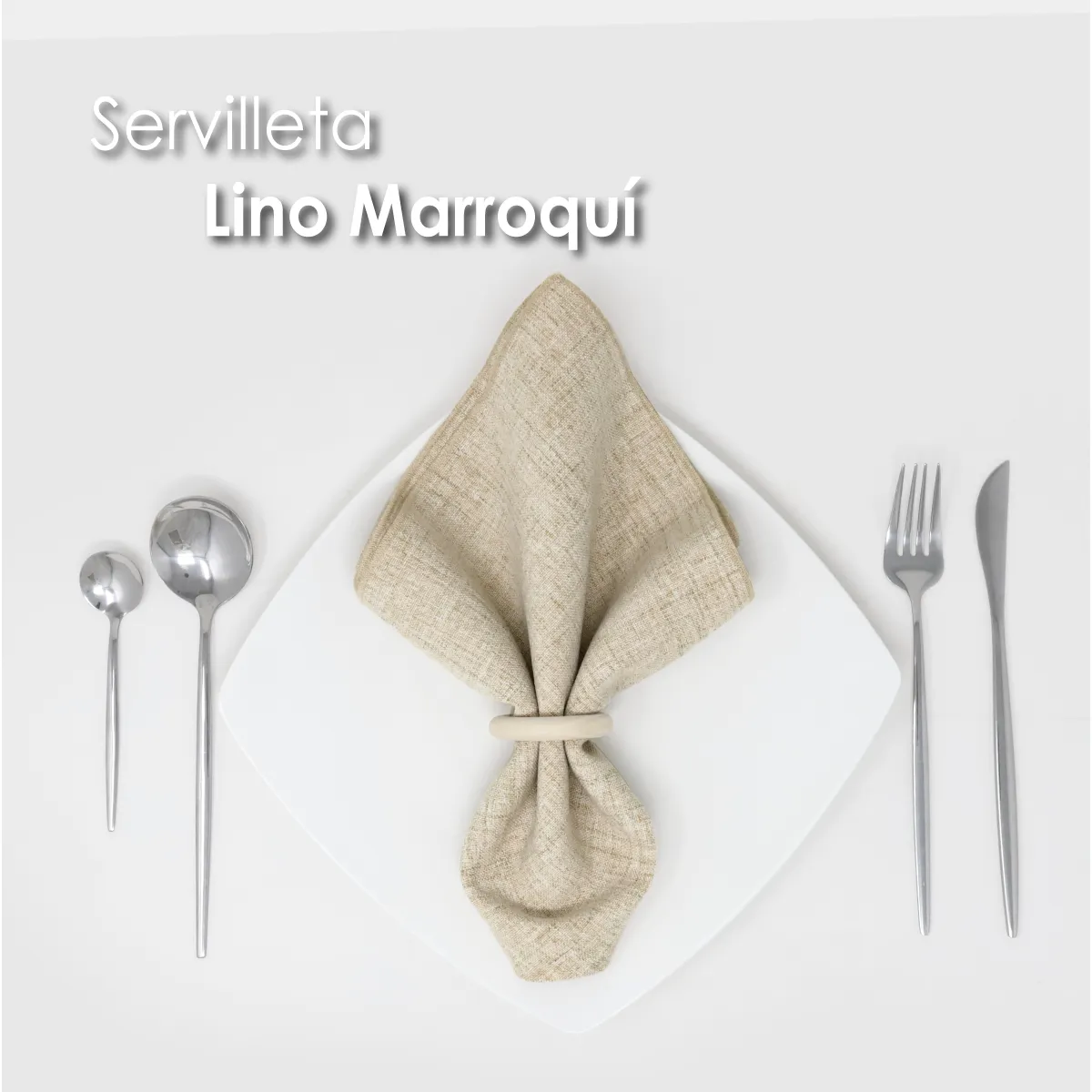 Servilleta Lino Marroquí Beige 100% Poliéster: imagen 6