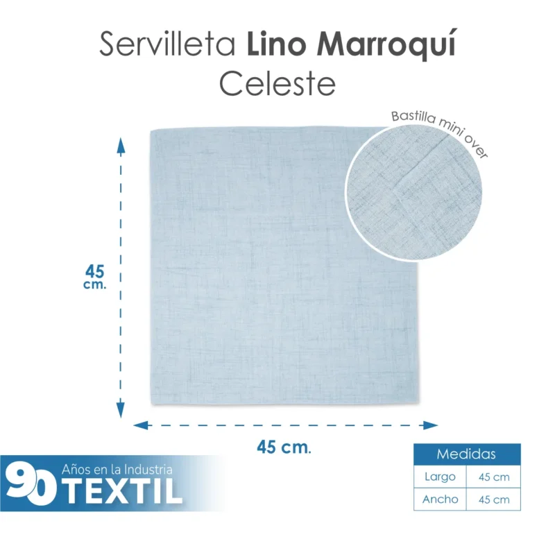 Servilleta Lino Marroquí Celeste 100% Poliéster