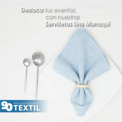 Servilleta Lino Marroquí Celeste 100% Poliéster: imagen 4