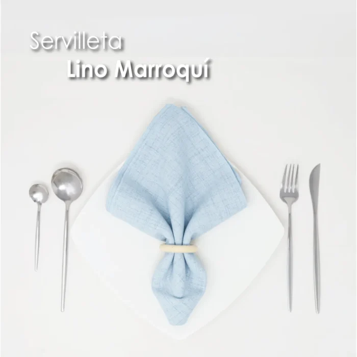 Servilleta Lino Marroquí Celeste 100% Poliéster