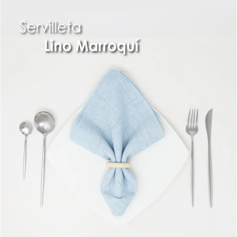 Servilleta Lino Marroquí Celeste 100% Poliéster