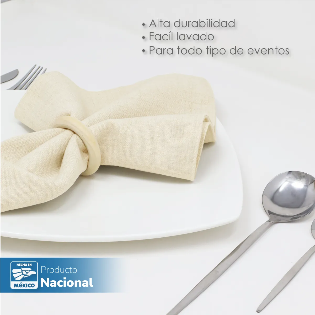 Servilleta Lino Marroquí Hueso 100% Poliéster: imagen 5