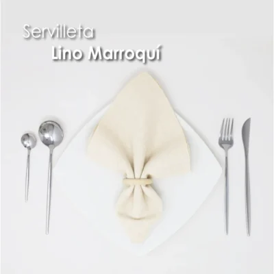 Servilleta Lino Marroquí Hueso 100% Poliéster: imagen 6
