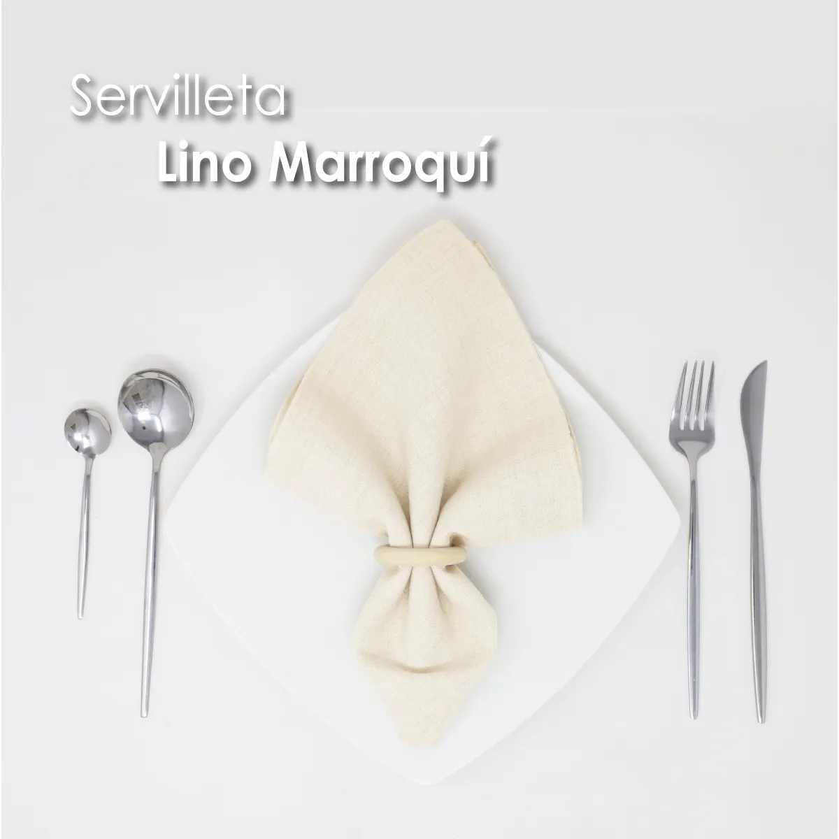 Servilleta Lino Marroquí Hueso 100% Poliéster: imagen 6