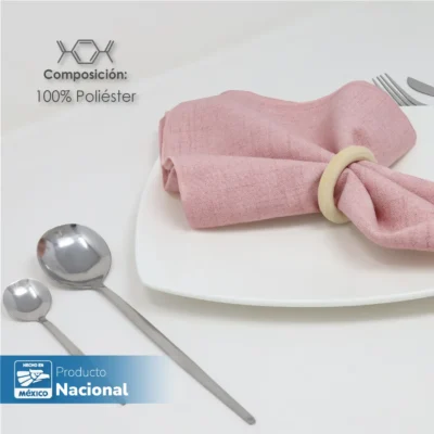 Servilleta Lino Marroquí Rosa Pastel 100% Poliéster: imagen 3