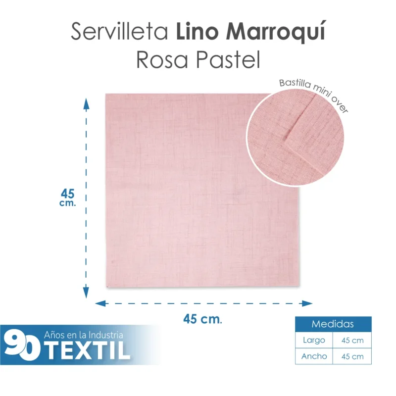 Servilleta Lino Marroquí Rosa Pastel 100% Poliéster