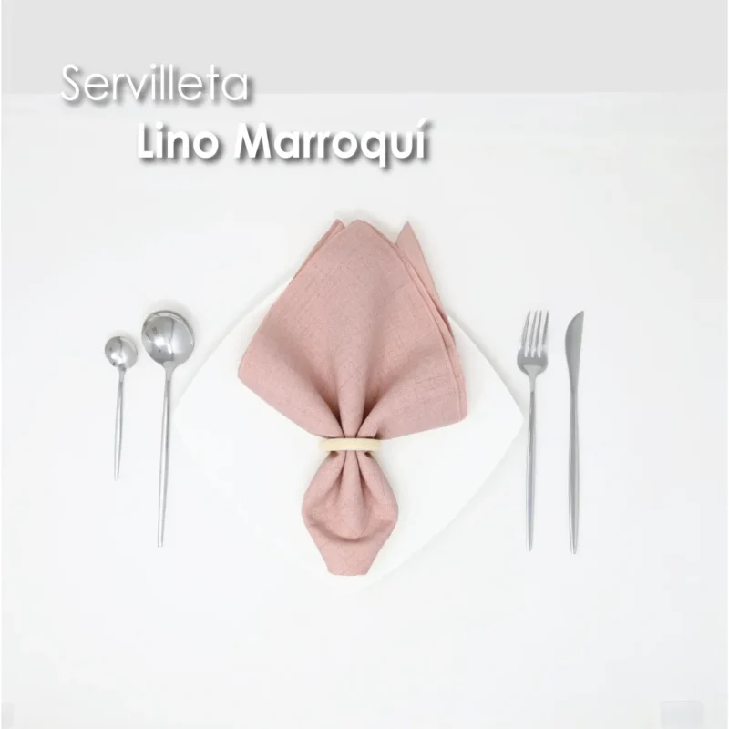 Servilleta Lino Marroquí Rosa Pastel 100% Poliéster