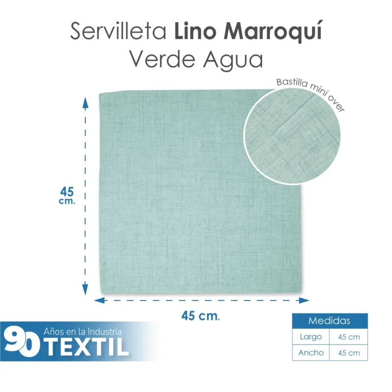 Servilleta Lino Marroquí Verde Aqua 100% Poliéster