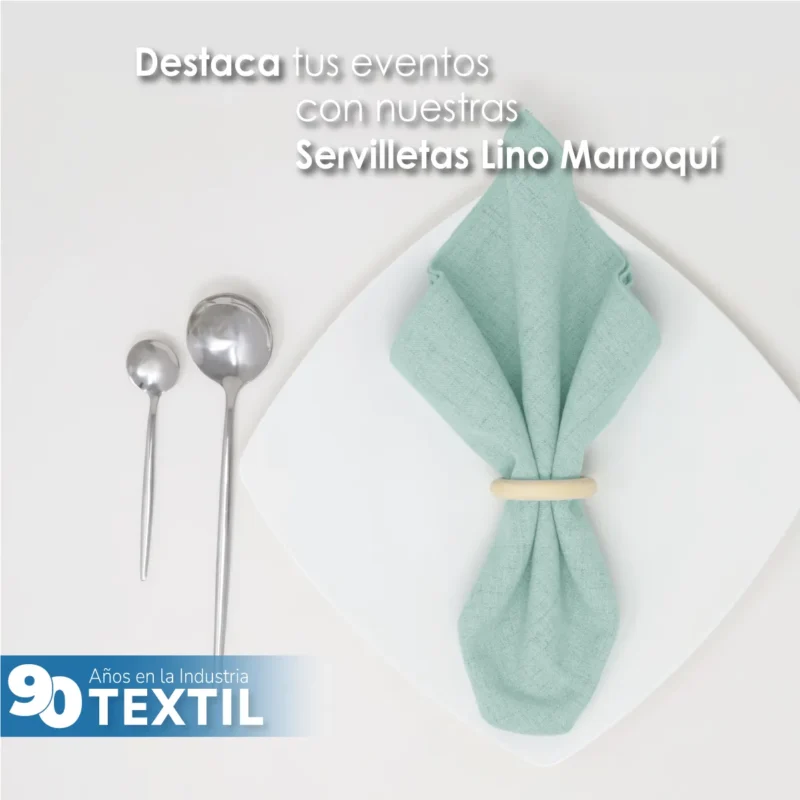 Servilleta Lino Marroquí Verde Aqua 100% Poliéster