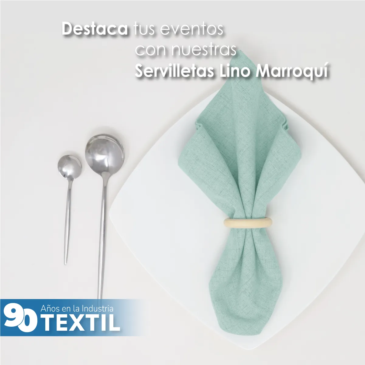 Servilleta Lino Marroquí Verde Aqua 100% Poliéster: imagen 4