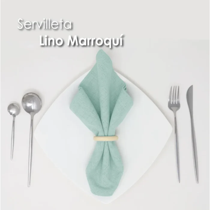 Servilleta Lino Marroquí Verde Aqua 100% Poliéster