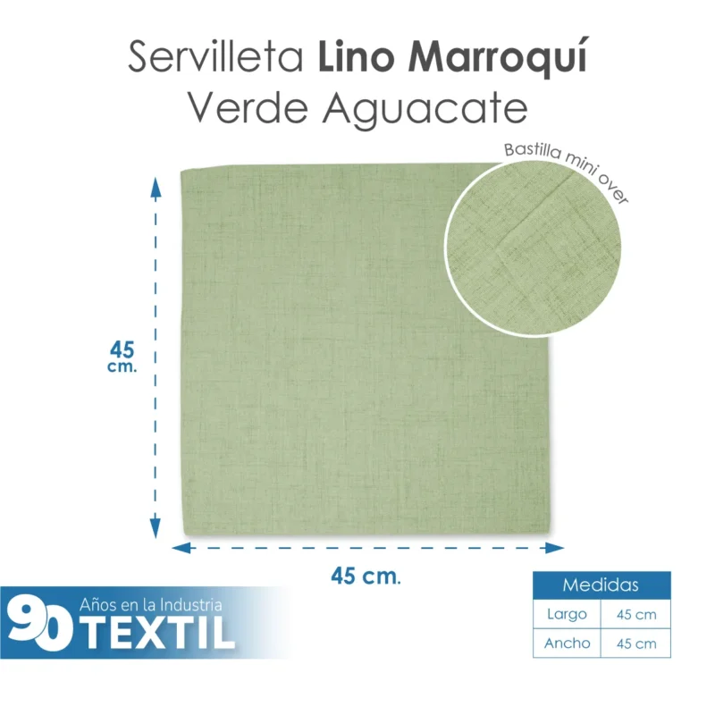 Servilleta Lino Marroquí Verde Aguacate 100% Poliéster