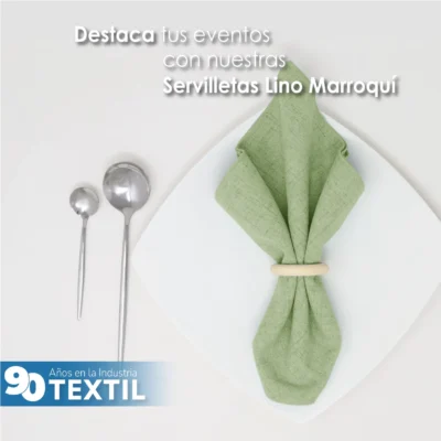 Servilleta Lino Marroquí Verde Aguacate 100% Poliéster: imagen 4