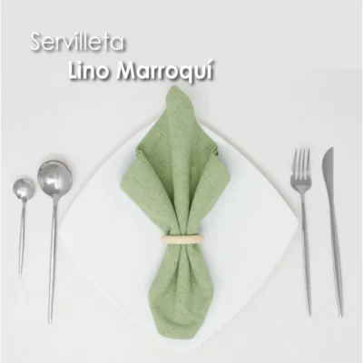 Servilleta Lino Marroquí Verde Aguacate 100% Poliéster: imagen 6