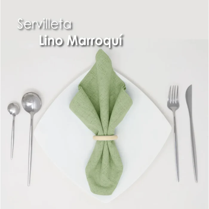 Servilleta Lino Marroquí Verde Aguacate 100% Poliéster