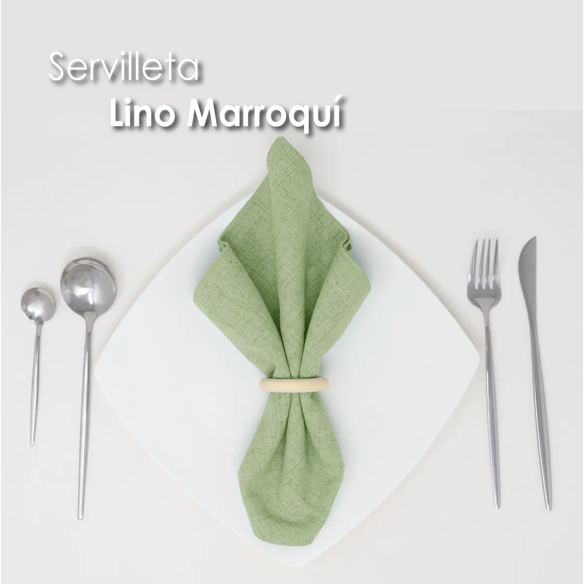 Servilleta Lino Marroquí Verde Aguacate 100% Poliéster: imagen 6