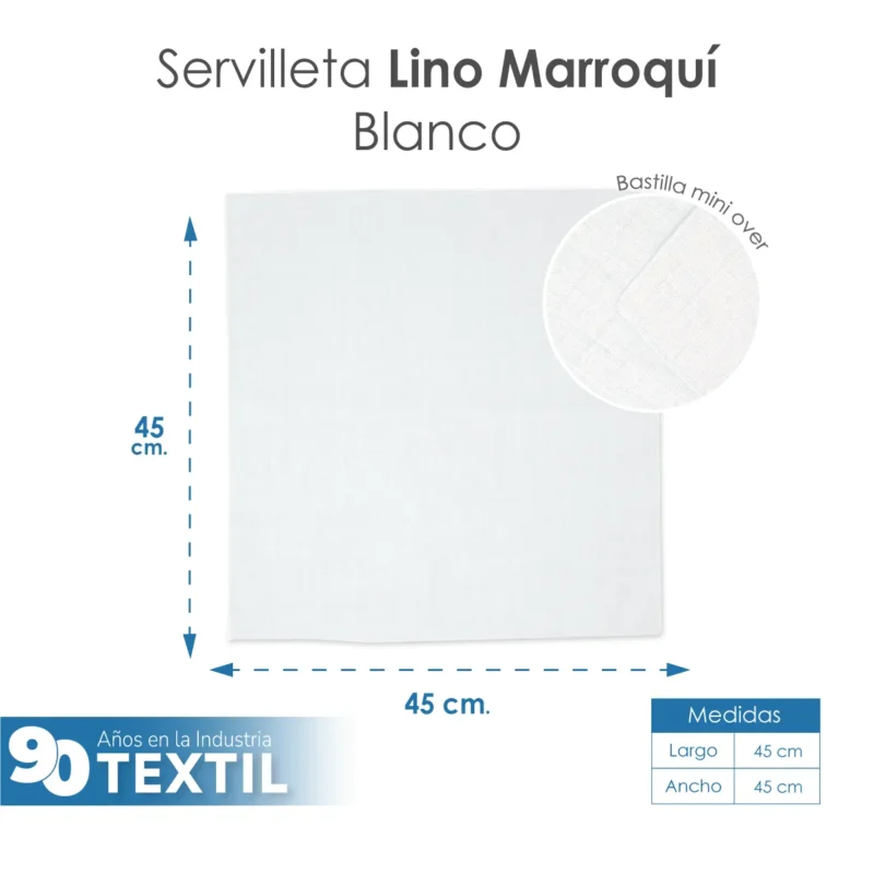 Servilleta Lino Marroquí Blanco 100% Poliéster