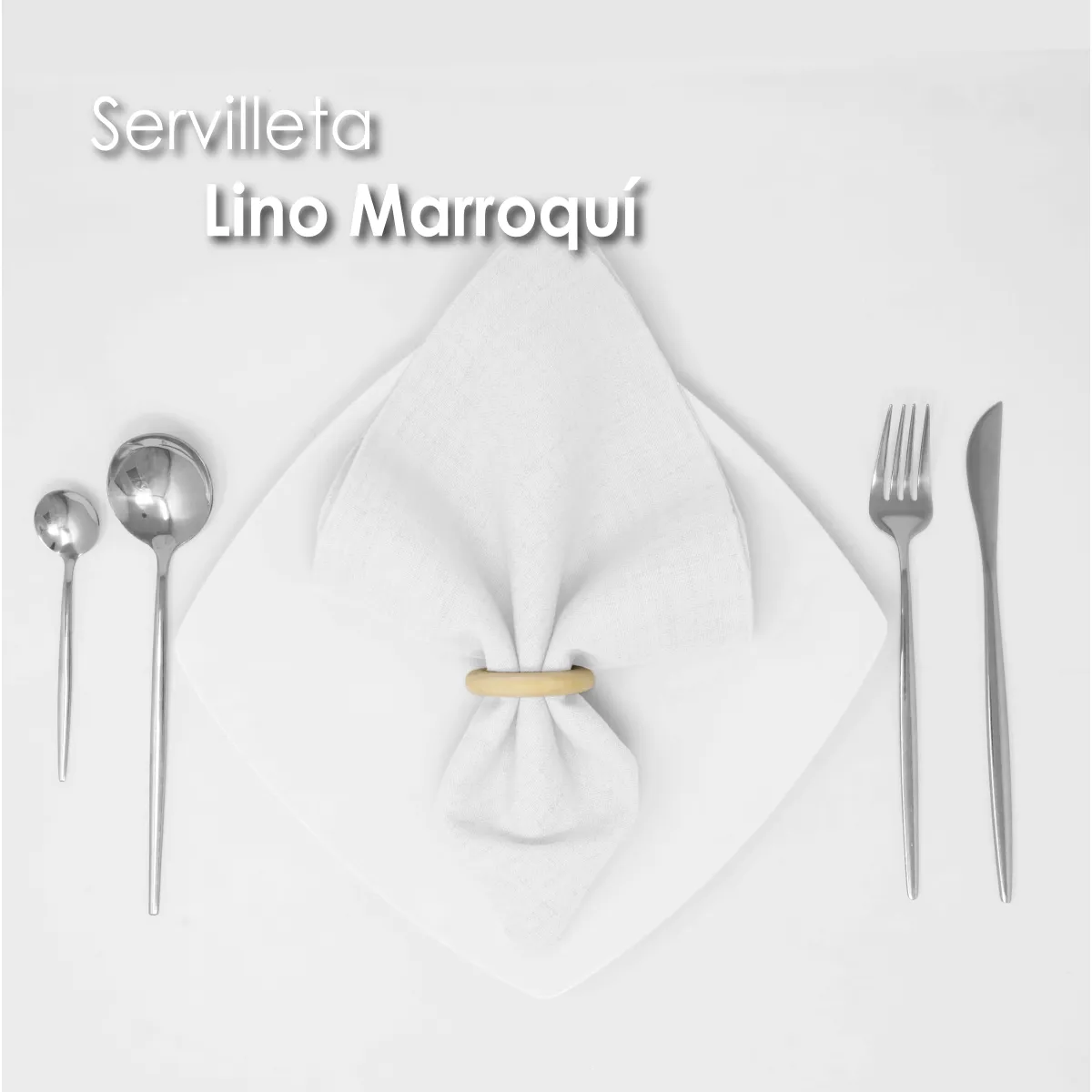 Servilleta Lino Marroquí Blanco 100% Poliéster: imagen 6