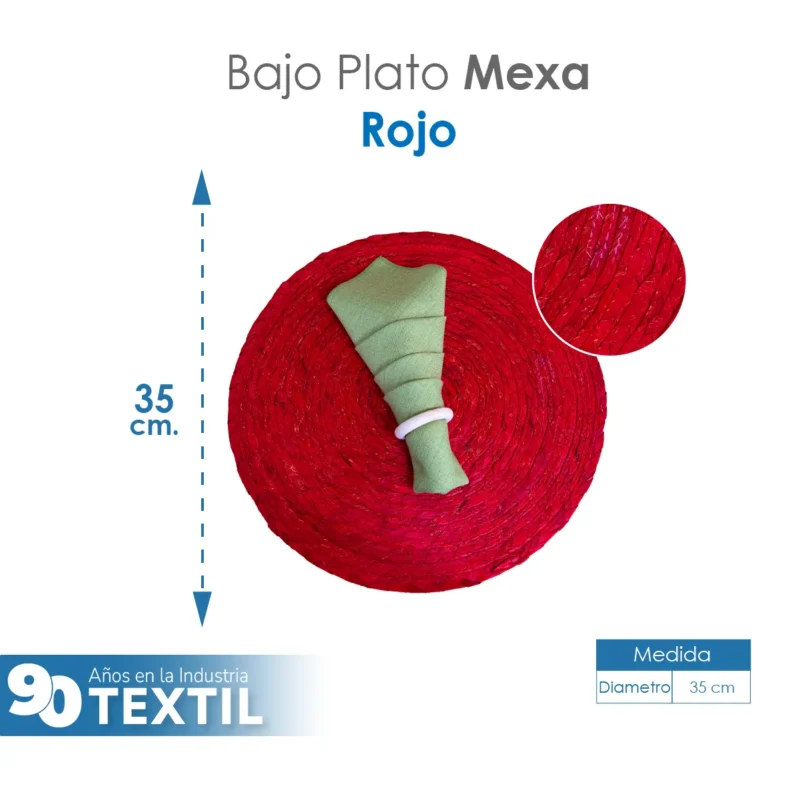 Bajo Plato Mexa Rojo 35 cm
