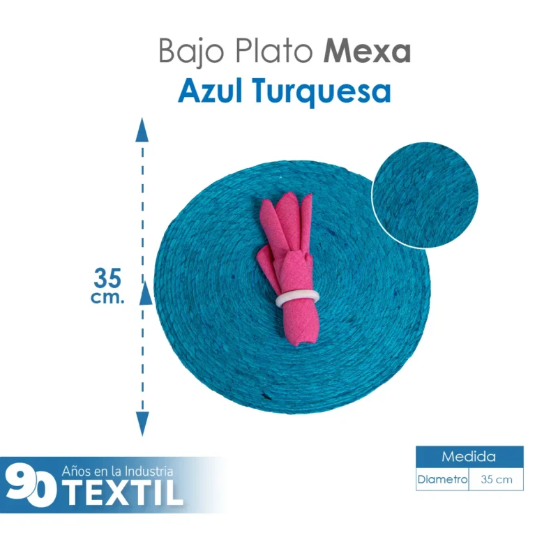 Bajo Plato Mexa Turquesa 35 cm