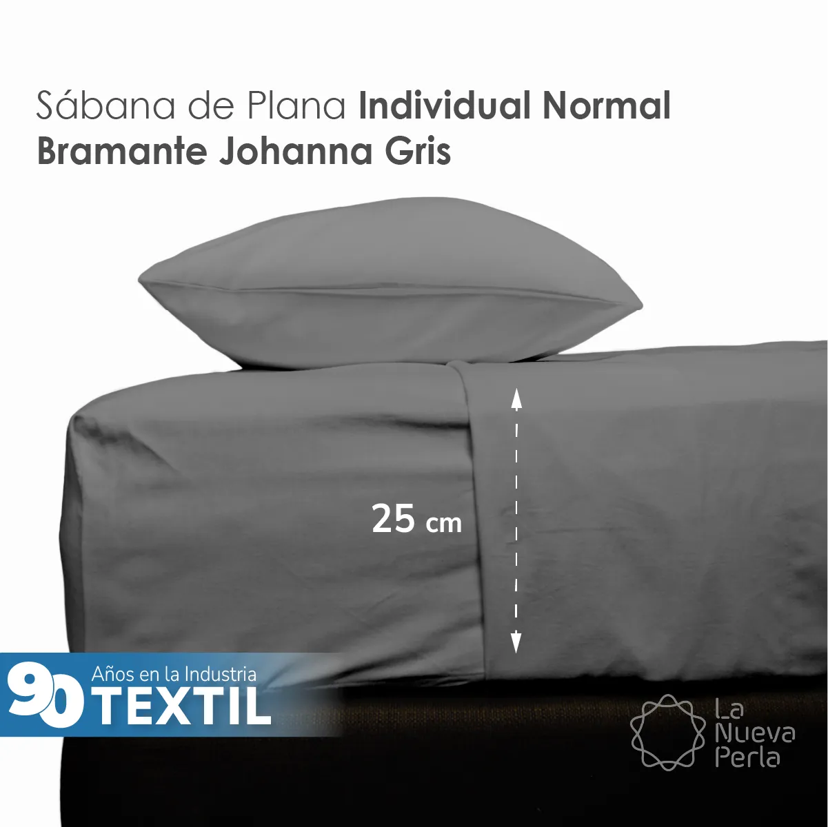 Sábana Plana Individual Manta Bramante – 1.80 X 2.70 m Gris: imagen 1